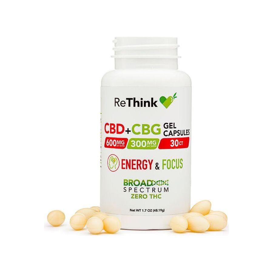 ReThink CBD's CBG + CBD Gel Capsules -  600mg CBD & 300mg CBG  - 30ct Bottle