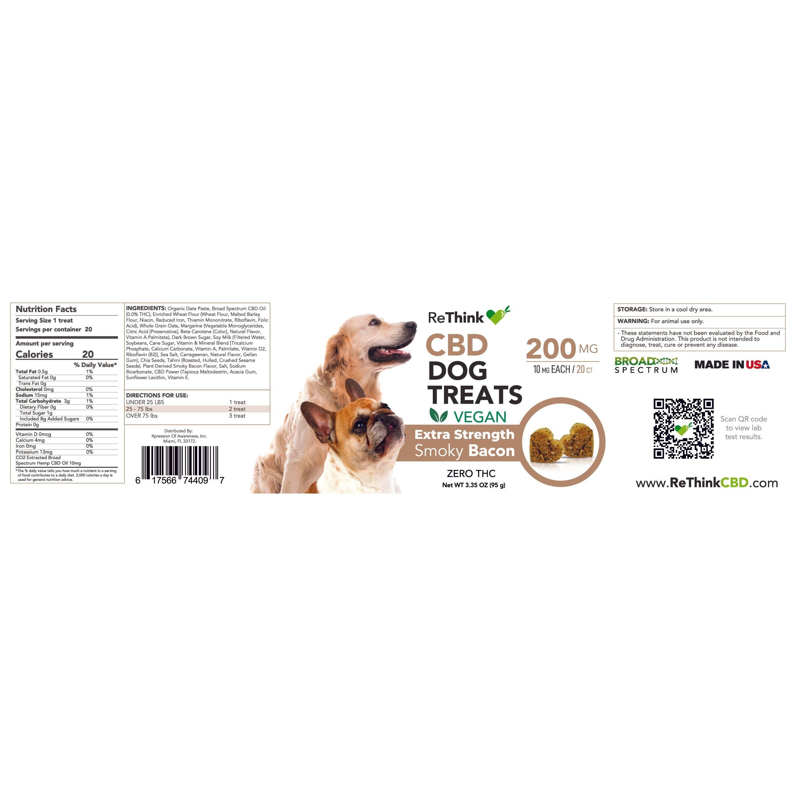 ReThink CBD Extra Strength Vegan Pet Treats 200mg - 20ct.