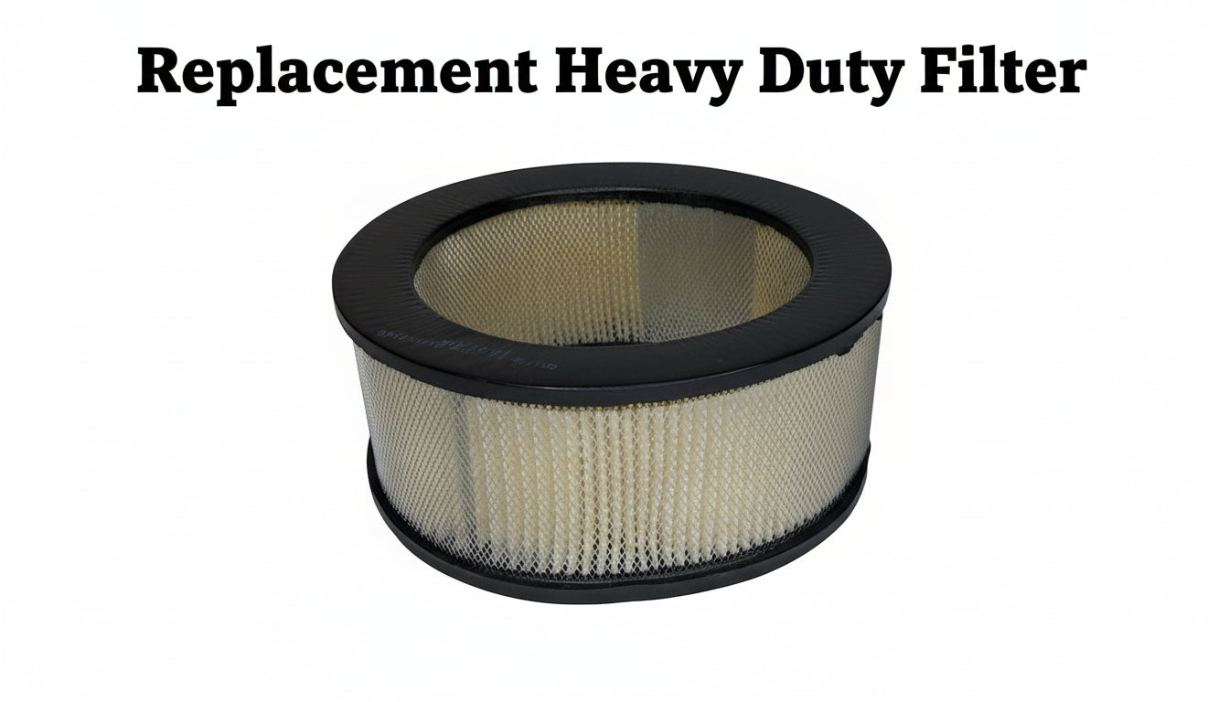 Round air filter with black outer rim on a white background