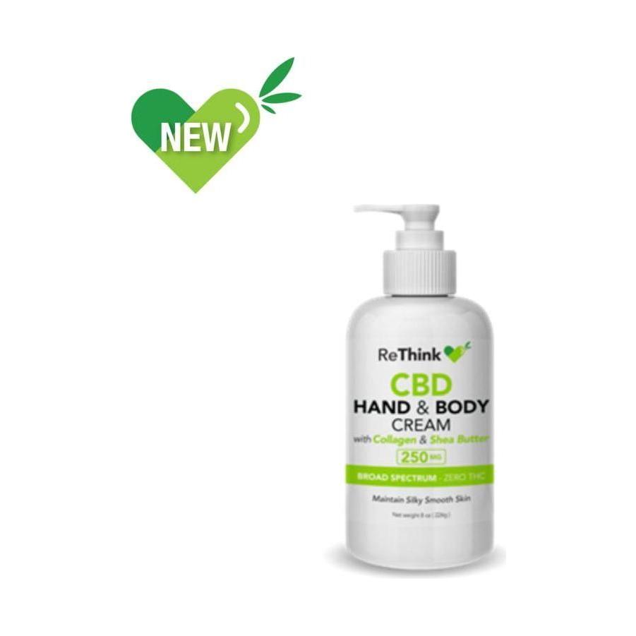 ReThink CBD's Hand & Body Cream with Collagen & Shea Butter - 250mg - 8oz