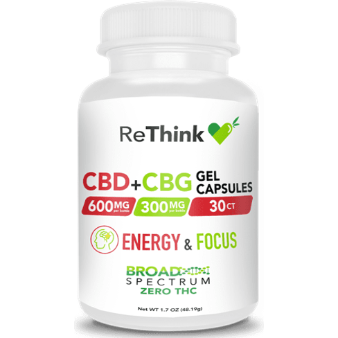 ReThink CBD's CBG + CBD Gel Capsules -  600mg CBD & 300mg CBG  - 30ct Bottle